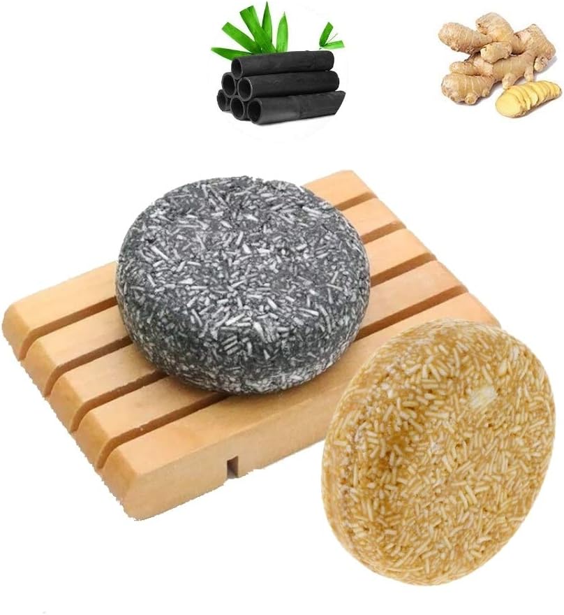 FYD Ginger- Charcoal Shampoo Conditioner Bar Hair Loss Treatment Nourishing Hair Natural Handmade (2PCS Ginger- Charcoal)