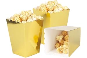 AIMTOHOME Gold Popcorn Boxes Mini Pack of 24, Paper Popcorn Container for Birthday Party, Graduation, Wedding, Carnival, Movie Night