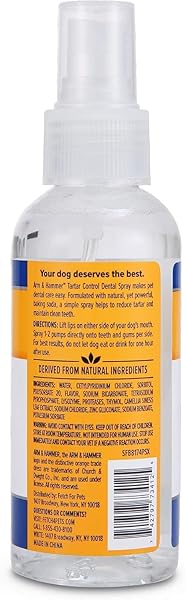 ARM & HAMMER TARTAR CONTROL DENTAL SPRAY FOR DOGS, MINT FLAVOR BREATH FRESHENER, BRUSHLESS TEETH CLEANING ORAL CARE WITH BAKING SODA, HELPS REDUCE PLAQUE AND TARTAR BUILDUP, 4 FL OZ – 2 PACK