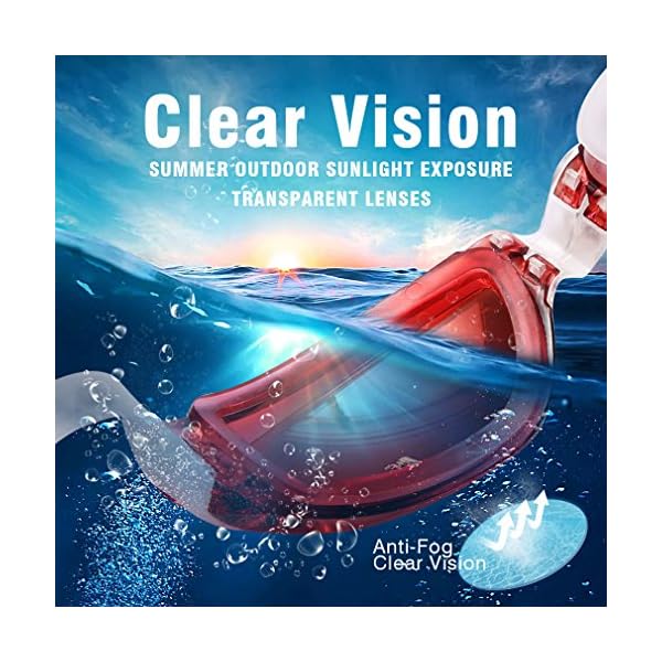 GAOGE-Swim-Goggles-Swimming-Goggles-Swim-Cap-Case-Nose-Clip-Ear-Plugs-Triathlon-Swim-Goggles-Anti-Fog-Shatterproof-UV-Protection-for-Adult-Men-Women-Youth-Kids-Child-Lake-Red