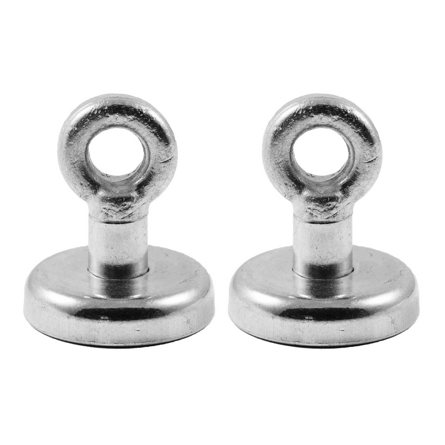 Magnetastico® | 2 pieces neodymium N35 eyebolt magnets 32 mm Ø | Holding force 34.0 kilograms | 2 extra strong neodymium pot magnets with eyelet, magnetic eyebolt, galvanised | Clamping magnet