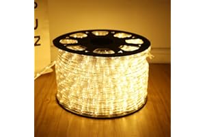 DINGFU Upgraded 100ft 720 LED Rope Lights, Indoor Outdoor Waterproof Rope Lights, Warm White Rope Light for Background,Yard,Garden,Bridges Decoration