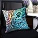 Ablevel Elegant Beautiful Peacock Design Personalized Square Cotton Blend Throw Pillow Case Decor Cushion Covers (Blue)