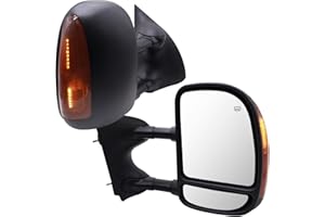 TNMT Towing Mirrors a Pair for 1999-2007 Ford F250 F350 F450 F550 Super Duty, 2001-2005 Excursion, Amber Turn Signal, Power Heated, Dual Mirrors, Telescopic & Folding, with One Conversion Plug