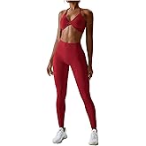 ABOCIW Workout Sets for Women Twist Front Halter Sports Bras High Waist Legging 2 Piece Exercise Gym Yoga Outfit