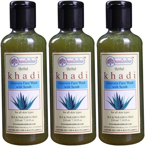 KHADI RISHIKESH Herbal Aloevera Face Wash With Scrub (Pack Of 3)