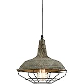 HOLKIRT Farmhouse Barn Pendant Light Dimmable Hanging Ceiling Light Fixture with Cage Stained Finish Mold Color 1-Light for K