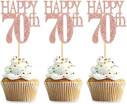 24Pcs 70 Cupcake Toppers Happy 70th Birthday Cake Toppers 24Pcs 70 Cupcake Toppers Happy 70th Birthday Cake Toppers