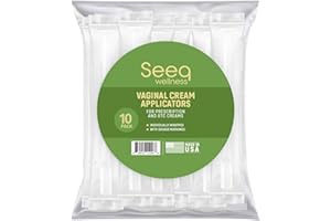 SEEQ WELLNESS Disposable Plastic Vaginal Cream Applicators: to Fit Preseed Lubricant, Estrace, Personal Lube and OTC Gel or Cream Products - with Dosage Measurements, Threaded End and Comfort Tip - 10 Pack