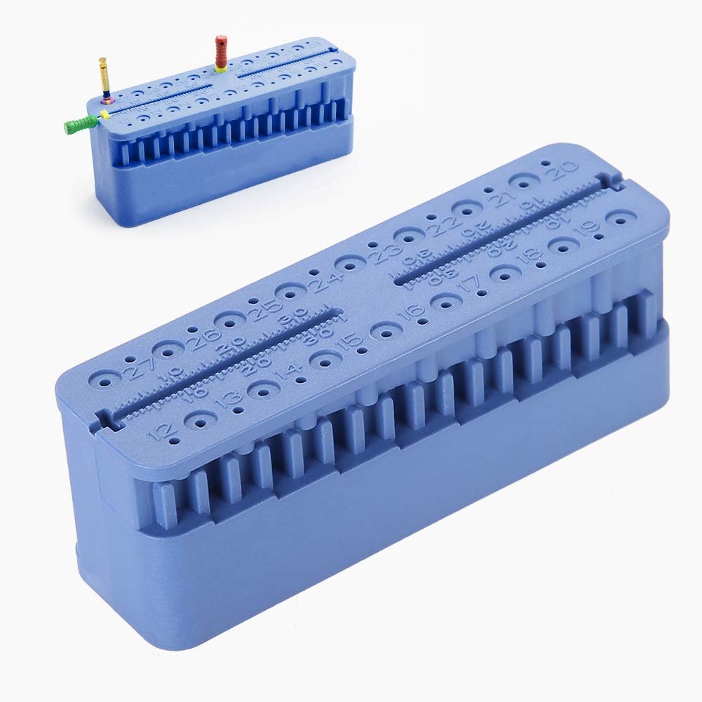 Root Canal Measuring Block,Endodontic Span Measure Scale, Dental Endo Block Files Measuring Tools, Double Scale Measuring Trough, High Temperature Sterilization, Endodontic Ruler Test Board(Dark Blue)