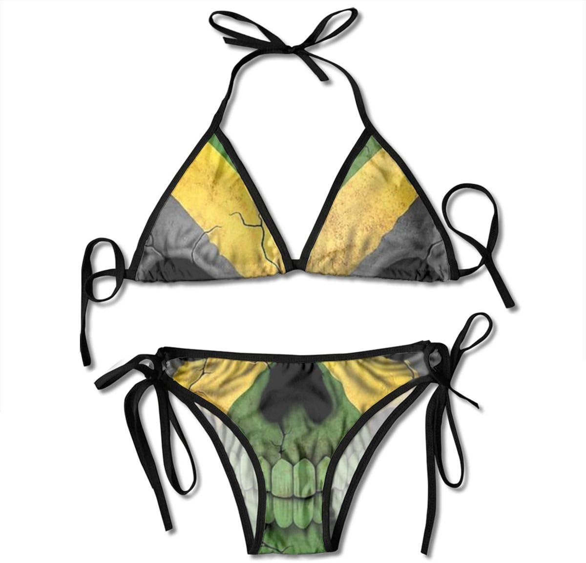 Jamaican Flag Skull Jamaica Head Bikini Set Beach Swimwear