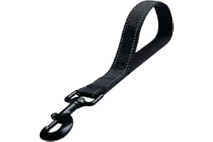BOUTI1583 Short Dog Leash - Traffic Padded Handle - Heavy Duty - Short Nylon Dog Lead for Training Control - Reflective Threads Pet Leashes for Large Dogs and Medium Dogs (12 Inch, Black)