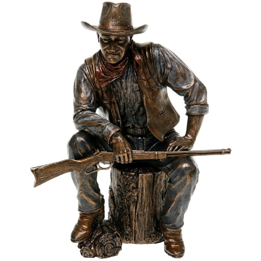 Gifts John Wayne 51284 Bronze Statue Sitting on Log
