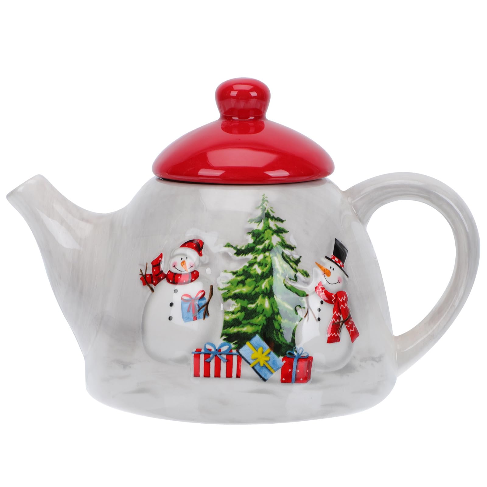 DOITOOL Christmas Tree Teapot Ceramic Christmas Tea Pot with Snowman Tree Design for Decorations