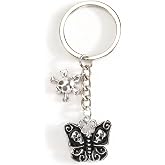 MUCOOS Halloween Keychain Butterfly Keycharm Gothic Halloween Keyring Spooky Gift for Women Dark Aesthetic Accessory