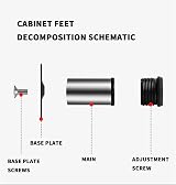 HAOCHEN 4 Pcs Adjustable Furniture Legs 2x3.15in Stainless Steel 0-10mm view 3