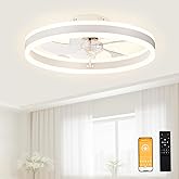 VOLISUN Low Profile Ceiling Fans with Lights and Remote, 19.7in Flush Mount Ceiling Fans with Light, 3000K-6500K Dimmable Fan
