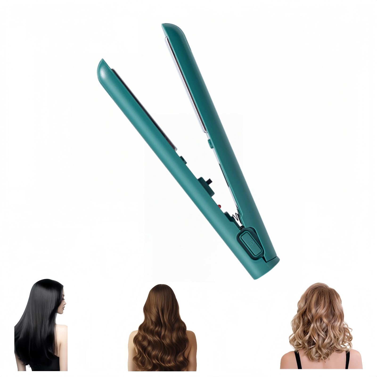 Wondolla Curling Iron, Mini Dual Purpose Curling Iron, 2025 Upgrade 2 in 1 Mini Curlings Wand & Flat Irons Hair Straightener, Dual Purpose, for Travel, Rapid Heating (Green)