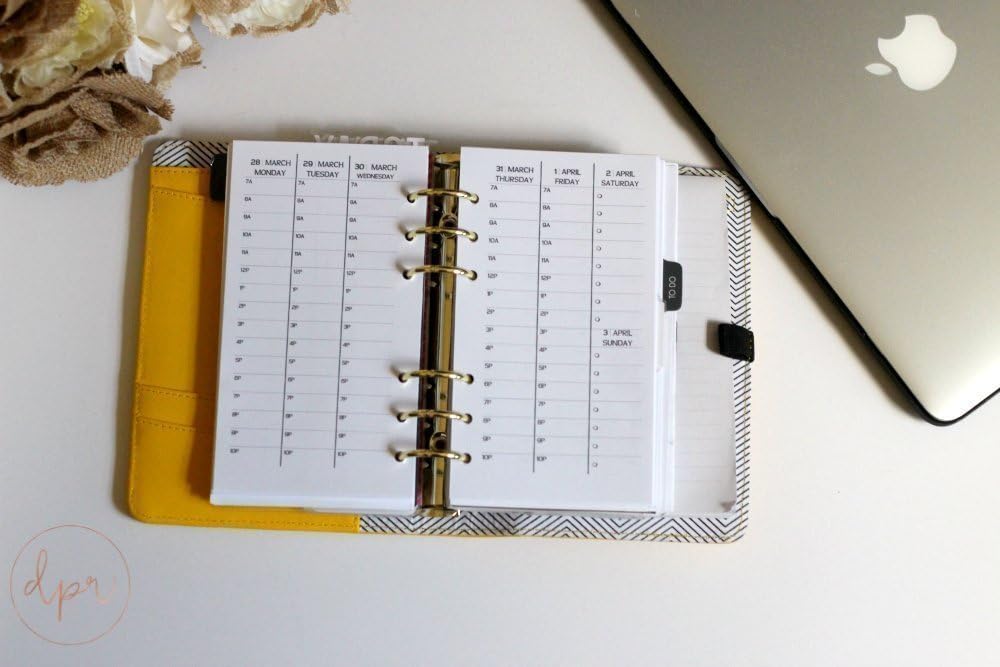 Personal Ring Size : Week On Two Page Vertical HOURLY | Printed Planner Inserts | DreamPlanRepeat