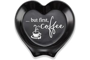 RENAISSANCEY Heart-shaped Ceramic Coffee Spoon Rest, Coffee Spoon Holder, Station Decor Coffee Bar Accessories, Coffee Table Decor, Funny Coffee Quote, Coffee Lovers Gift for Sisters Girlfriends Women, and Men