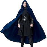 AQEWK Medieval Cloak with Hood Men Renaissance Costume Accessories Halloween Cosplay Velvet Cloak Hood