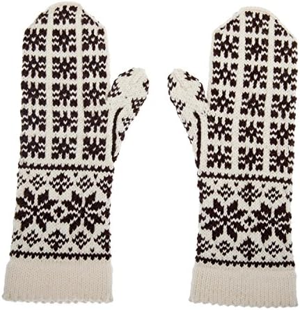 Lofoten Mittens, Brown-White, Size: 7-8