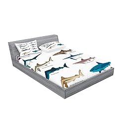 Ambesonne Shark Fitted Sheet & Pillow Sham