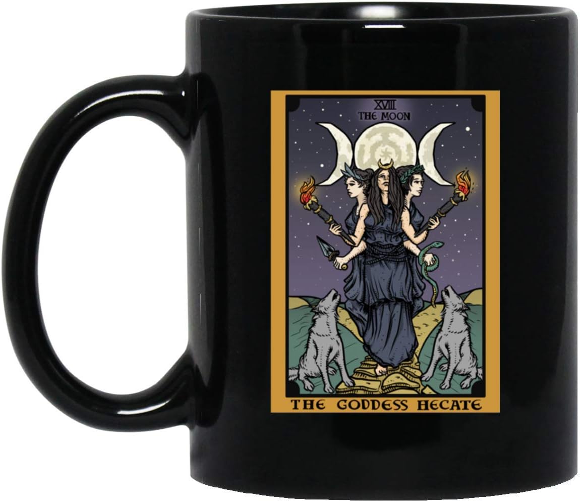 Halloween Coffee Mug - Hecate Triple Moon Goddess Witch Hekate Wheel Tarot Card Coffee Mug - Halloween Gifts 11oz