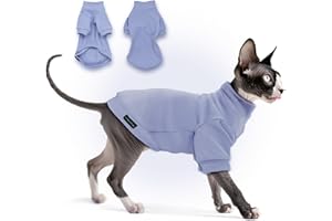 JL WARMPAWS Fleece Sphynx Cat Clothes Soft Hairless Cat Clothes Pullover Cat Sweater for Chihuahua All Season Light and Warm Kitten Cloth for Cats Only Puppy Clothes Small Dog Sweater (Purple, Medium)
