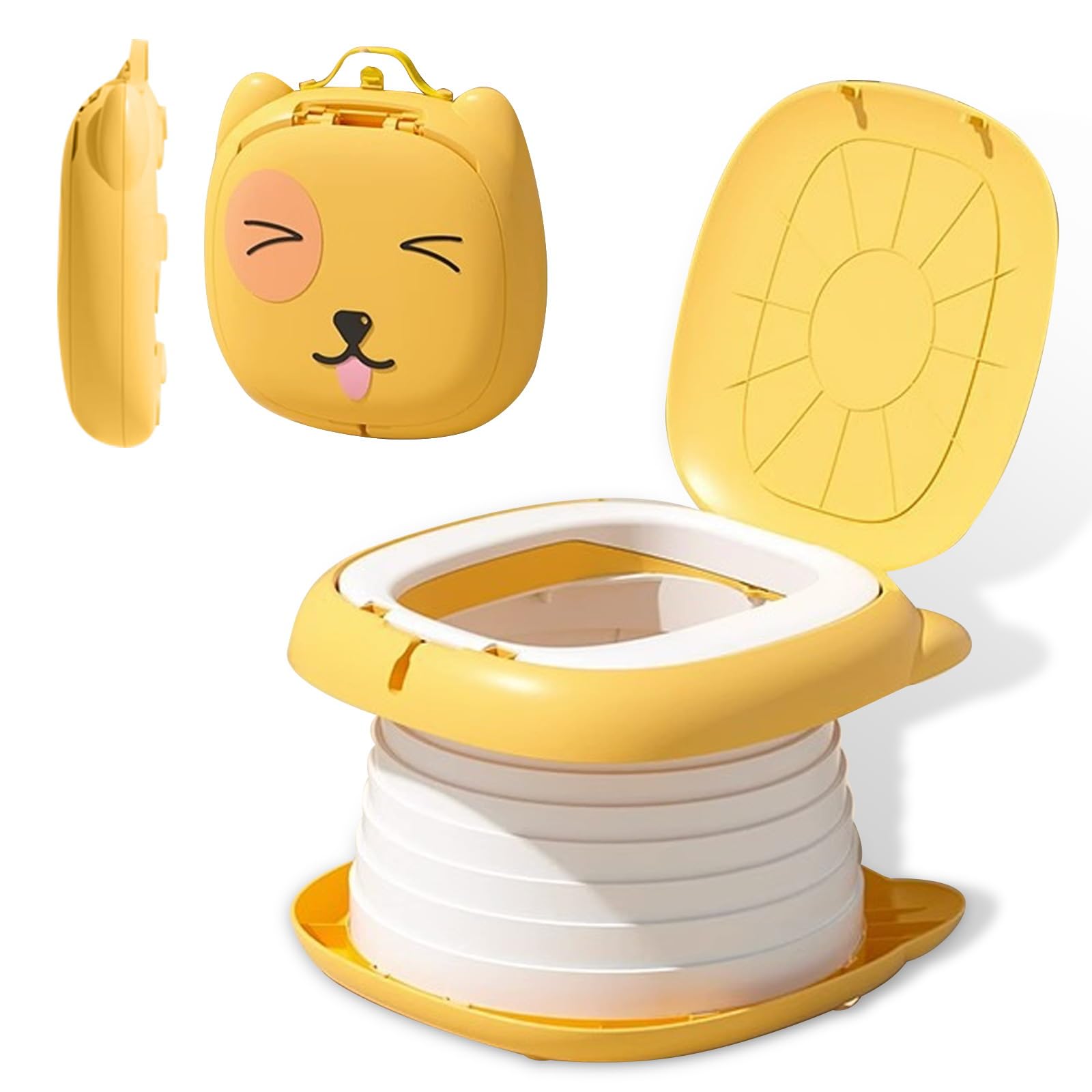 Travel Potty for Toddlers, Foldable Portable Potty for Toddlers: Training Toilet Seat with Disposable Emergency Bag, Lightweight Design for Car Camping, Indoor Outdoor Use by Boys Girls