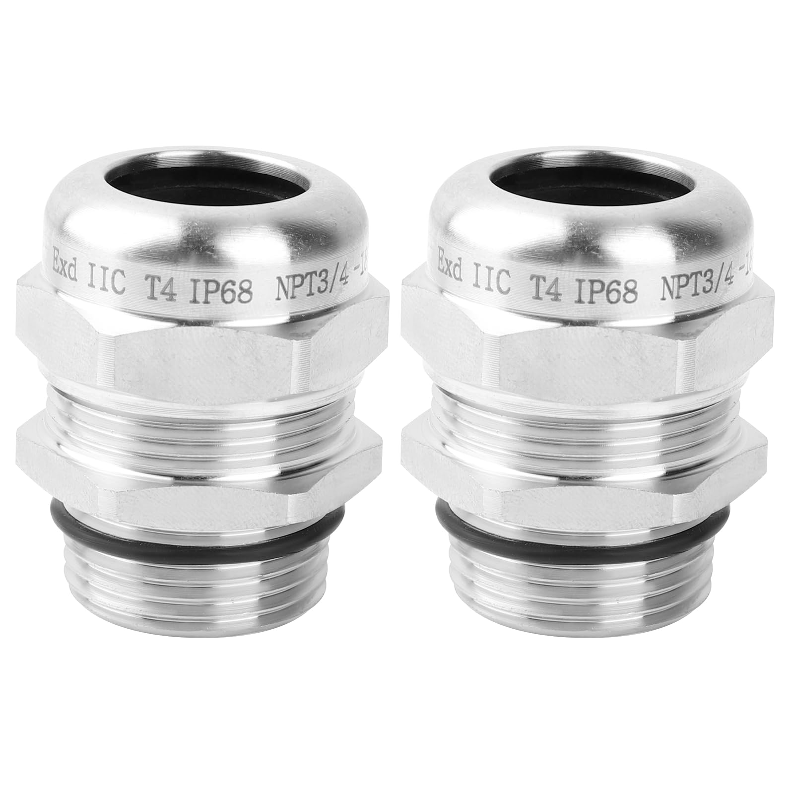 Photo 1 of 2 Pcs 3/4" NPT Stainless Steel Waterproof Cable Gland, IP68 Waterproof Adjustable Cable Glands, Strain Relief Cord Grip Connectors with Gaskets and Locknut for 13-18mm Cable Diameter