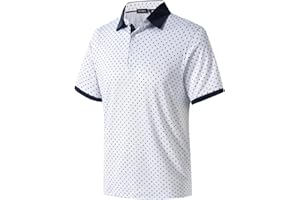 TRUSMOL Golf Shirts for Men Dry Fit Performance Print Short Sleeve Moisture Wicking Golf Polo Shirts