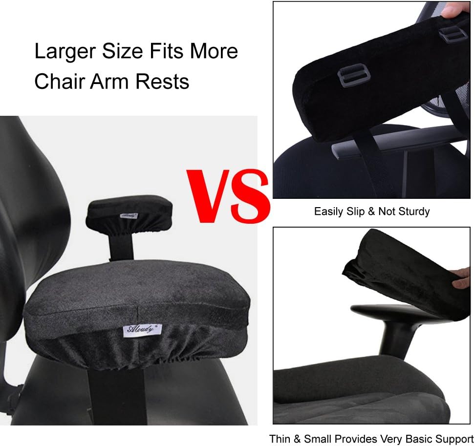 Aloudy Ergonomic Memory Foam Office Chair Armrest Pads, Comfy Gaming Chair Arm Rest Covers for Elbows and Forearms Pressure Relief(Set of 2): Kitchen & Dining