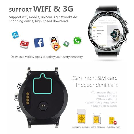 WiFi inteligente reloj teléfono celular Y3 Smartwatch Quad ...