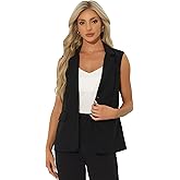 Allegra K Casual Sleeveless Blazer Vest for Women's Spring Summer Cotton Linen Work Office Suit Vest Jacket