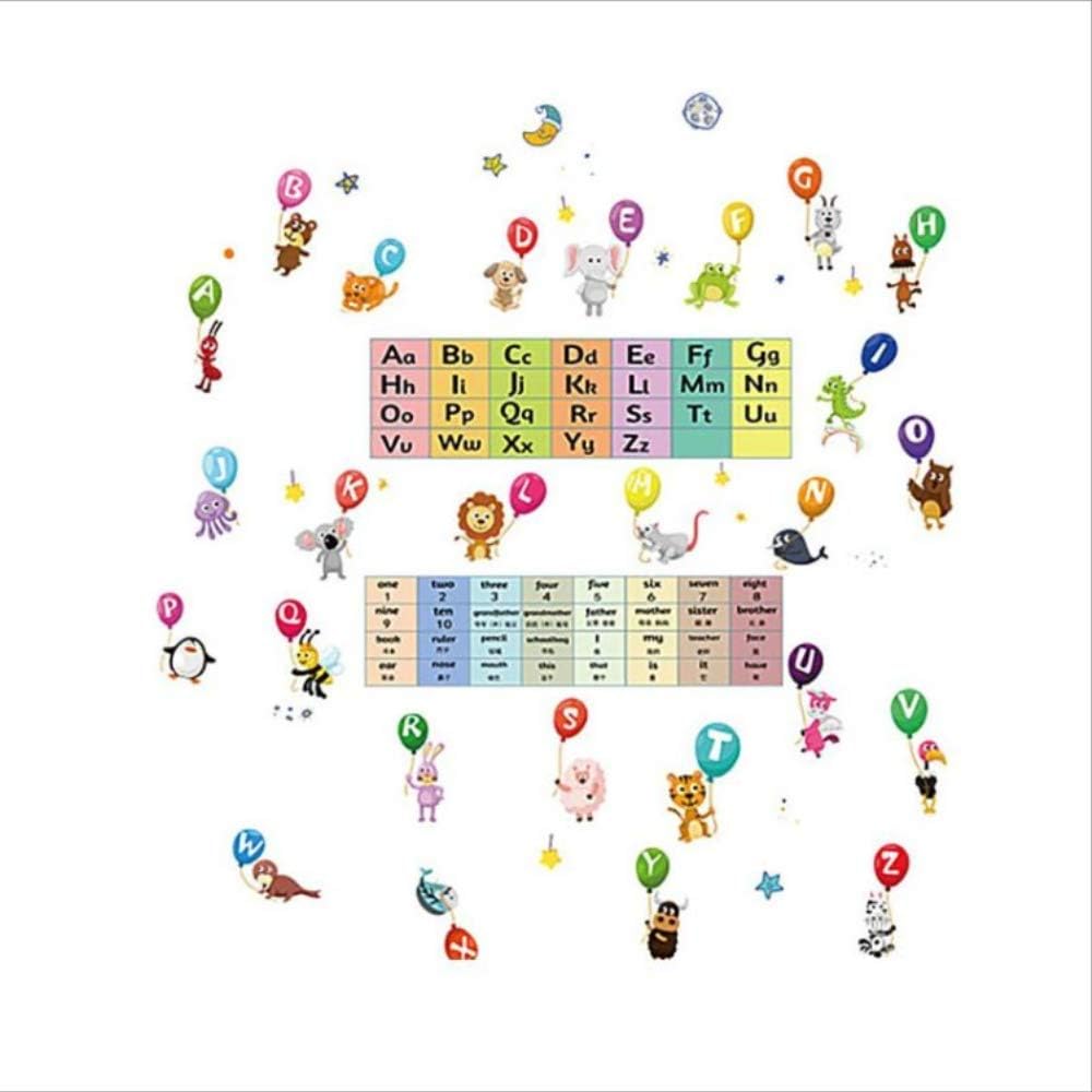 hzcl Cartoon Wall Stickers For Kids Room Living Room Home Decor Animal Alphabet Phonics Removable Wall Sticker Self-adhesive Decals