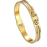 hotoo Cubic Zirconia Inlaid Gold Bracelets for Women Cuff Bangle Stackable Bracelet Christmas