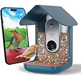 Birdbuddy PRO Non Solar Smart Bird Feeder with Camera - AI Bird Species Identification, 5MP Photos, 2K HD Video Live Stream Camera, Slow-Motion Video, 2.6in Focus - Blue - Non Solar