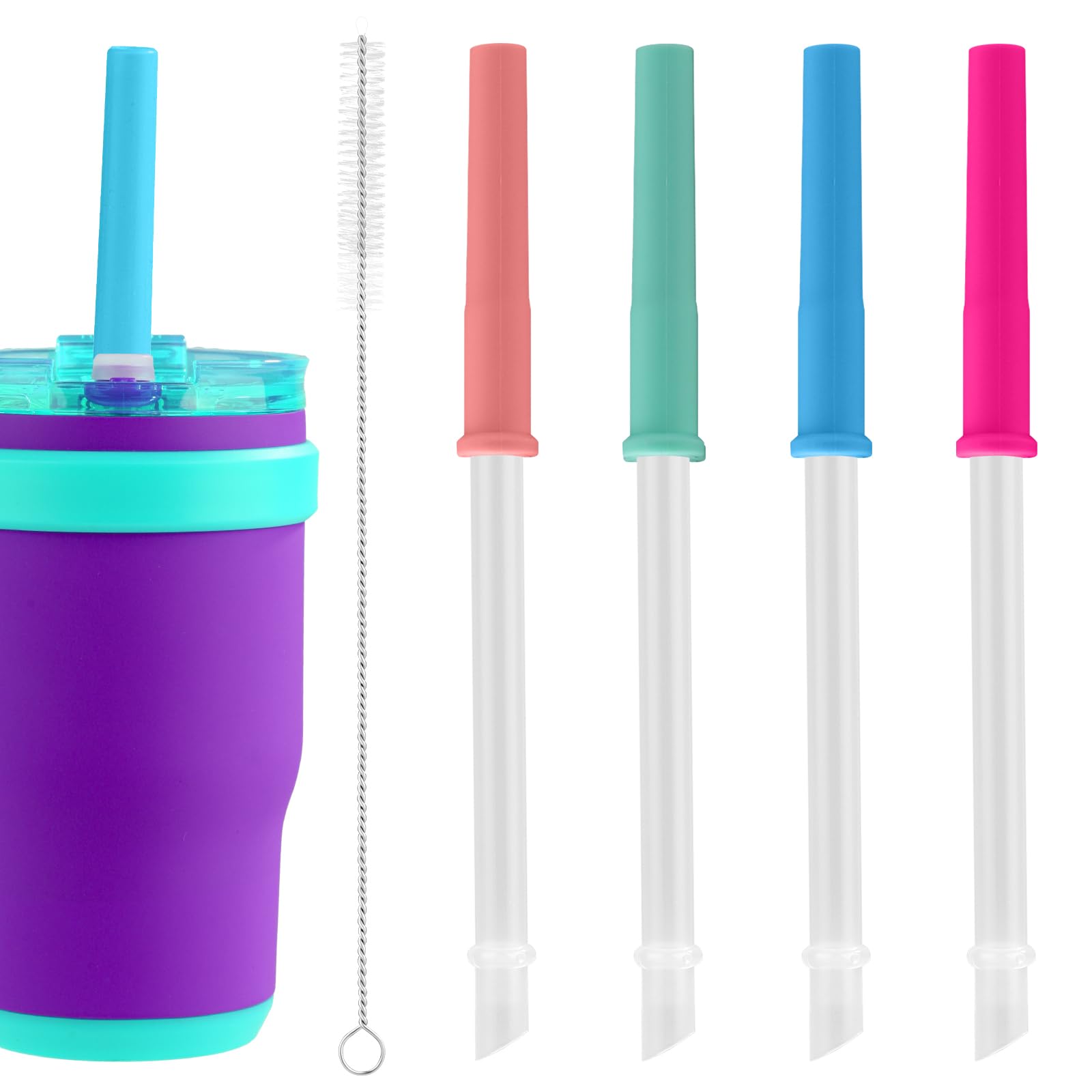 Photo 1 of 5pcs Replacement Straw Set Compatible with Reduce Coldee Kids Tumbler 14oz, Spill-Proof Silicone Kids Tumbler Straw Replacement BPA-Free Replacement Straw for Kids Cup