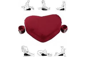 Sex Pillow for Positioning, 2-in-1 Heart Shaped Intimacy Pillow with Restraint Cuffs, Sex Position Wedge for Women & Men, Ero