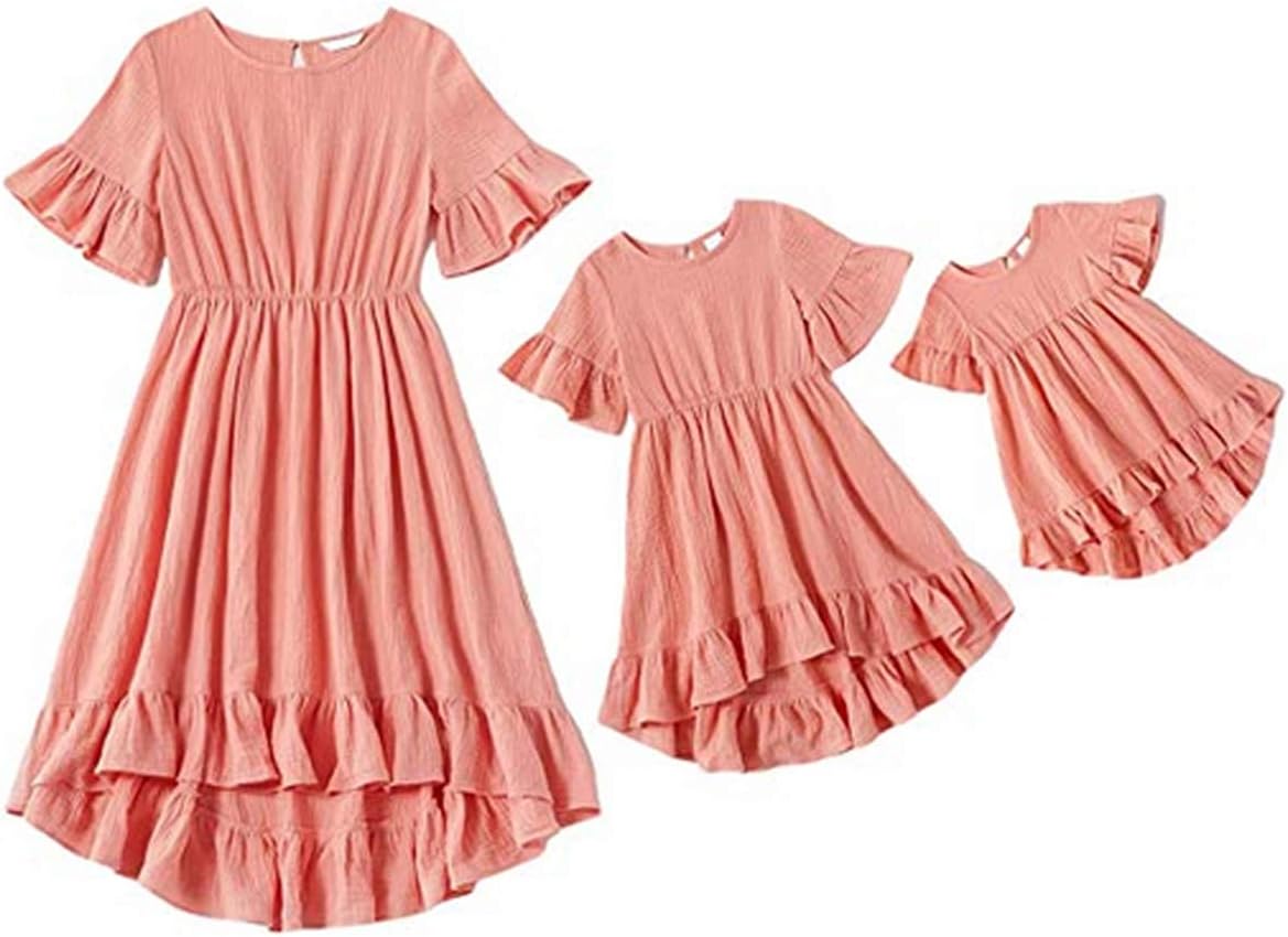 Christmas Mommy and Me Dresses Casual Floral Family Outfits Stripe Stitching Skirt Beach Maxi Dresses