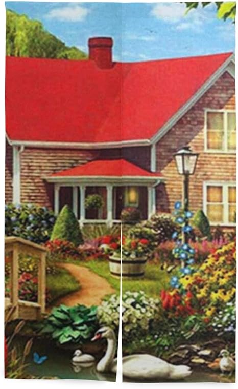 Amazon 田舎の別荘 のれん おしゃれ 目隠し 暖簾 ロング 遮光 のれん 玄関 キッチン リビング 飲食店 出入り口 幅86cm X 丈143cm のれん オンライン通販