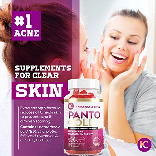 Panto Gold Vitamin B5 Pantothenic Acid Gummies for Acne Hair Skin and