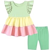 ZOEREA Toddler Girl Clothes Summer Outfits Flutter Sleeve Top Set Solid Shorts 2Pcs 1T 2T 3T 4T 5T 6T Kid Girl Clothes