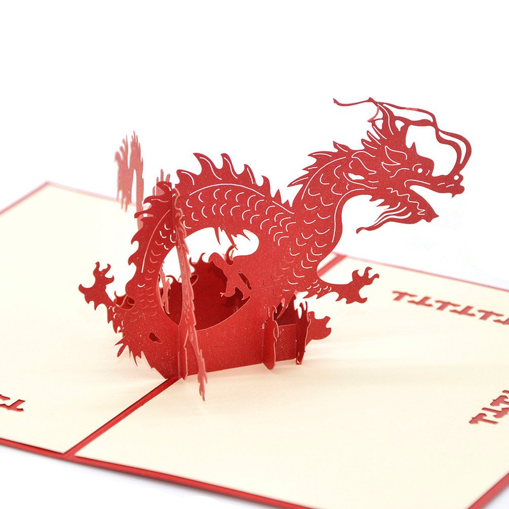 Medigy 3D Pop Up Congratulations Greeting Card for Most Occastions,Three-dimensional, The Chinese Dragon