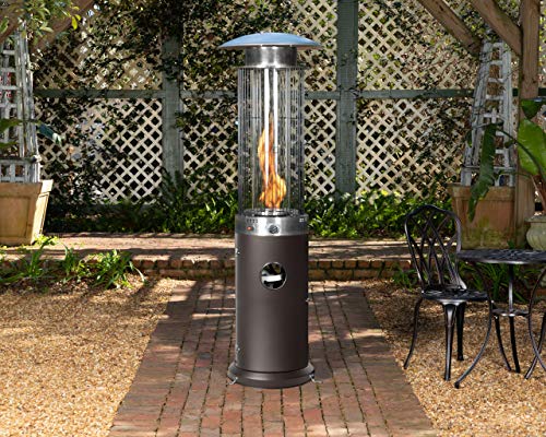 Golden Flame Resort Model 40,000 BTU Round Glass-Tube Flame Patio Heater in Matte Mocha Finish