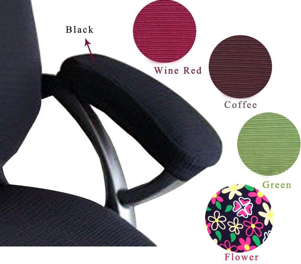 Trycooling 2 Set Polyester Removable Durable Machine Washable Office Chair Armrest Slipcovers Covers Pads (Length-30cm) (Black): Kitchen & Dining