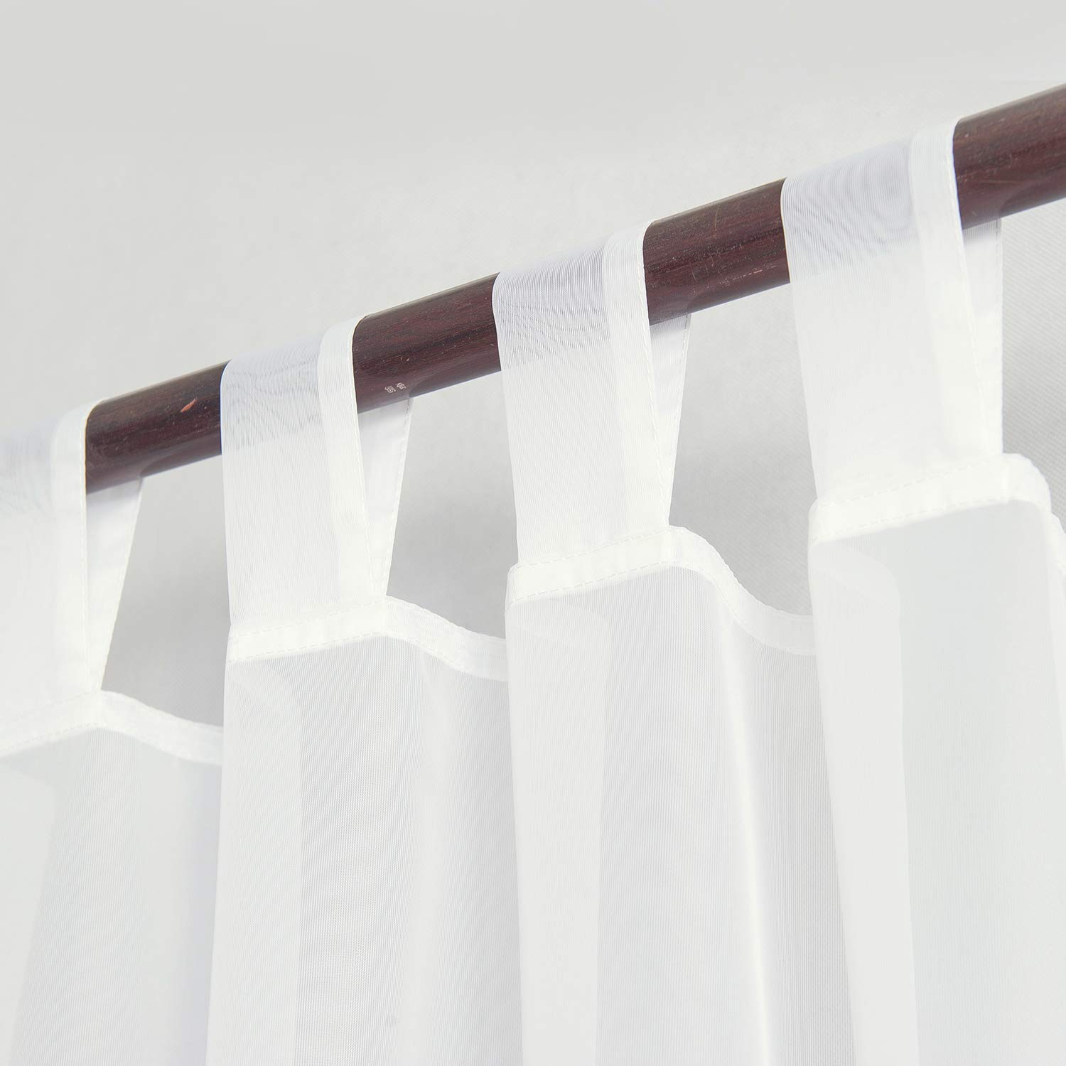 PRAVIVE Outdoor Sheer Curtain Panels - Elegant Waterfroof Tab Top Indoor/Outdoor Drapes/Pergola Shades/Gazebo Blinds for Patio Privacy (2 Tiebacks Included), Off White, 54 W X 96 L, Set of 2