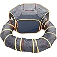 FUDNHGJI Portable Foldable Pet Tunnel, Cat House, Dog Crate, Steel Wire, Water Resistant (Large), black