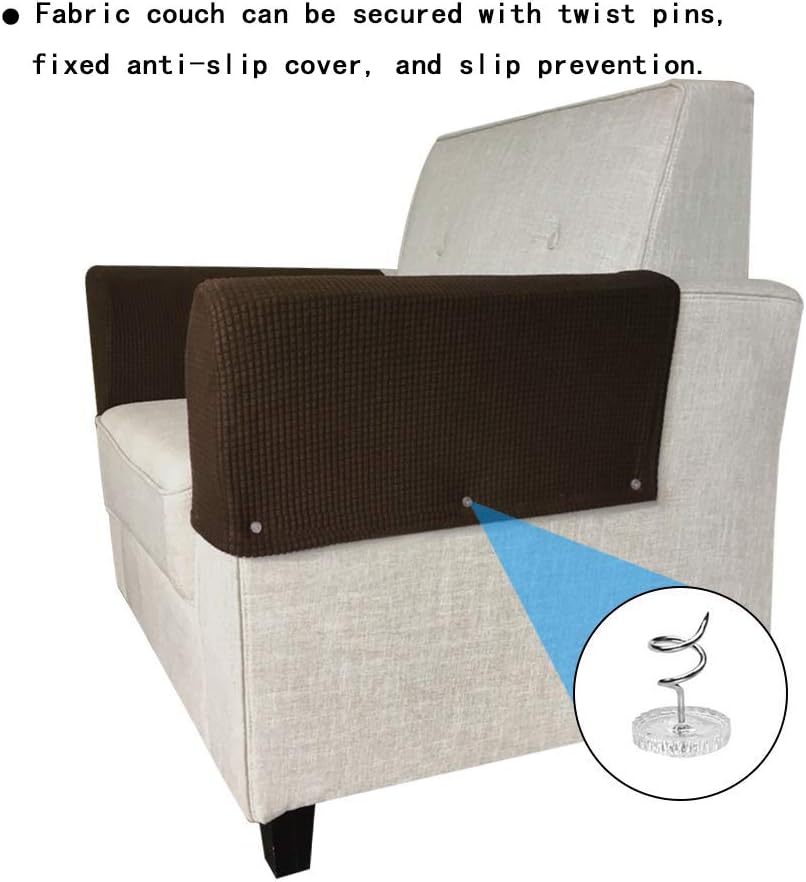 Anti-Slip Spandex Armrest Cover for Leather Sofa Stretchy Polyester Double-Layer Thick Fabric Recliner Armchair Couch Slipcover Furniture Protector, Set of 2 (Chocolate): Home & Kitchen